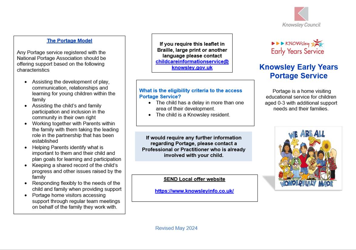 A picture of the downloadable leaflet all about the Knowsley Portage Offer. 